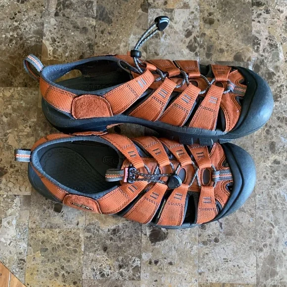 Vibrant Orange and Black Sandals mens classic genuine faux leather slide sandals orange black  main image 2